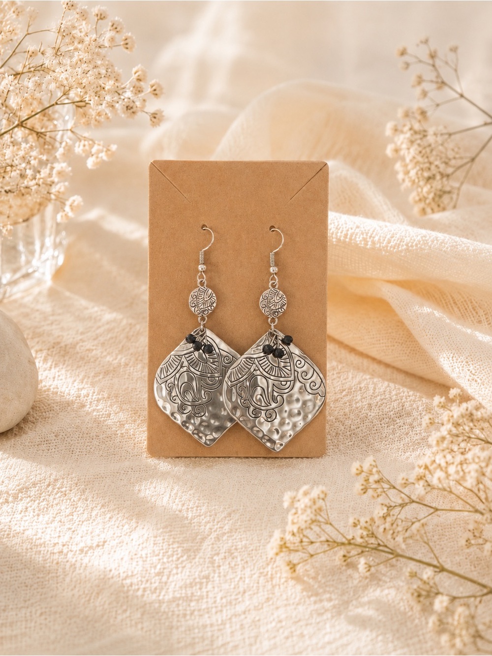 Elegant Silver Tone Filigree Drop Earrings - Women Fashion Jewelry NWOT